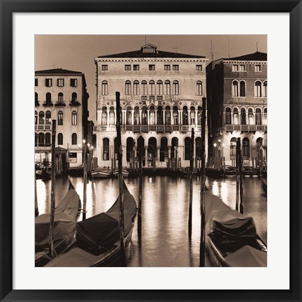 Framed Il Gran Canale di Notte Print