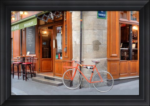 Framed Orange Bicycle, Paris Print