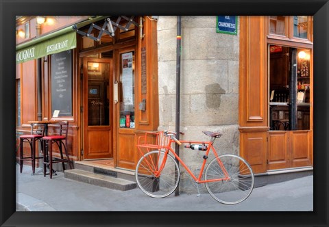 Framed Orange Bicycle, Paris Print