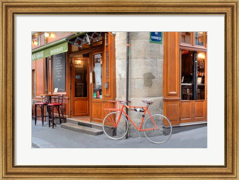 Framed Orange Bicycle, Paris Print