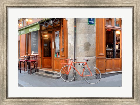 Framed Orange Bicycle, Paris Print