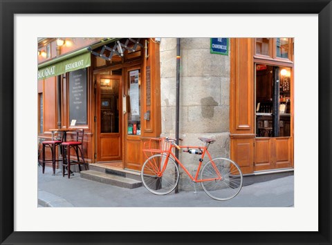 Framed Orange Bicycle, Paris Print