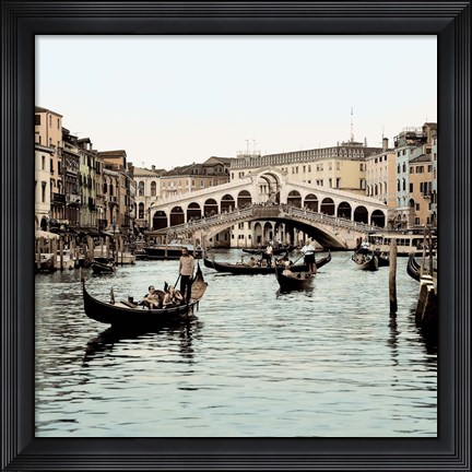 Framed Ponte Rialto con Gondolas Print