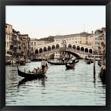 Framed Ponte Rialto con Gondolas Print