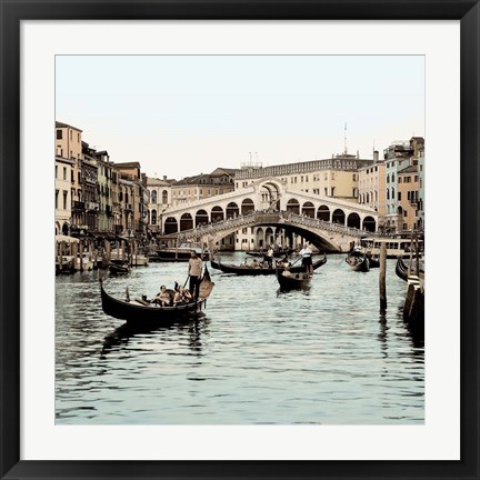 Framed Ponte Rialto con Gondolas Print