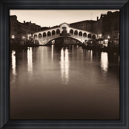 Framed Ponte Rialto di Notte Print