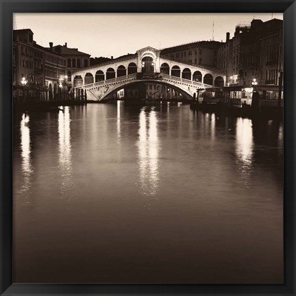 Framed Ponte Rialto di Notte Print