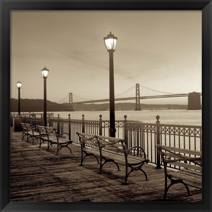 Framed San Francisco Bay Bridge at Dusk Print