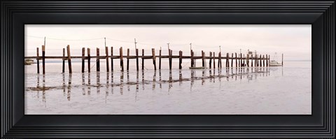 Framed Vintage Pier at Fishing Village Print