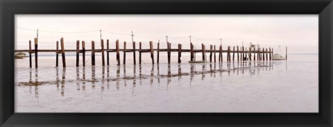 Framed Vintage Pier at Fishing Village Print