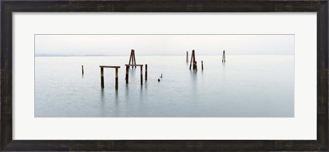 Framed Vintage Pier in the Mist Print