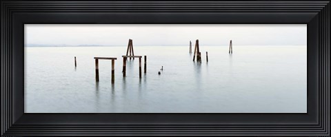 Framed Vintage Pier in the Mist Print