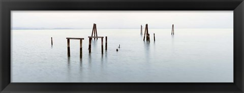 Framed Vintage Pier in the Mist Print