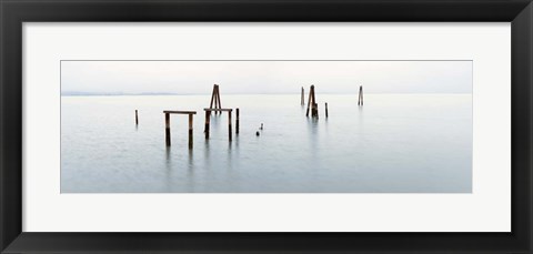 Framed Vintage Pier in the Mist Print