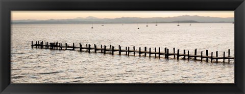 Framed Vintage Pier Morning Vista Print