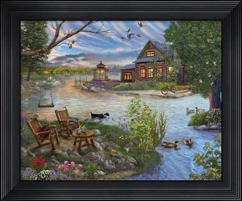 Framed Coffee on the Lakeshore Print