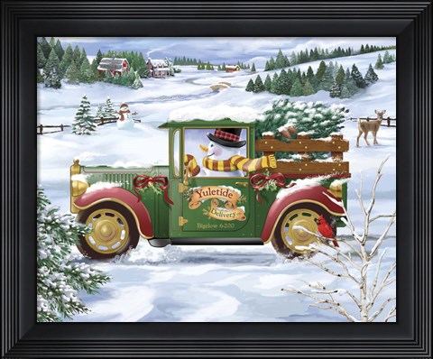 Framed Snowman Delivery Print