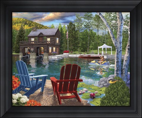 Framed Summer at the Boathouse Print