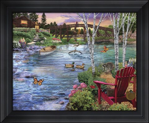 Framed Bridge Fishing Print