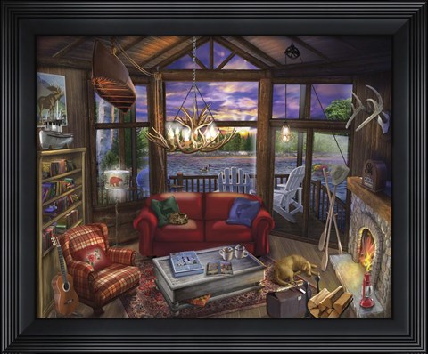 Framed Evening In The Cabin Print