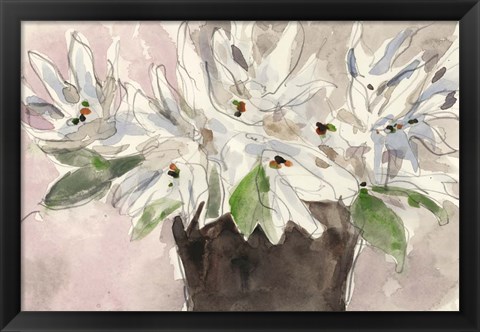 Framed Magnolia Watercolor Study I Print