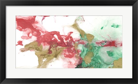 Framed Viridian &amp; Coral Reef I Print