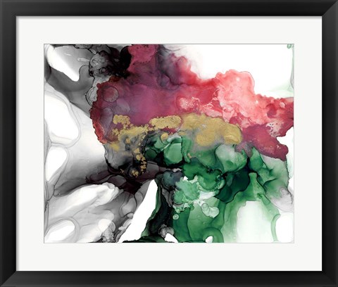 Framed Emerald &amp; Coral Expression I Print