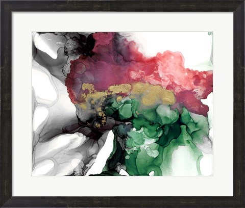 Framed Emerald &amp; Coral Expression I Print