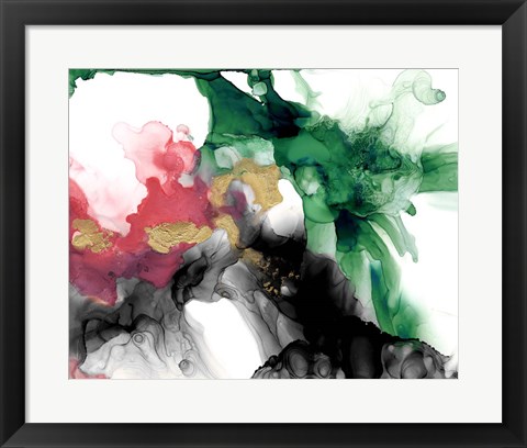 Framed Emerald &amp; Coral Expression II Print