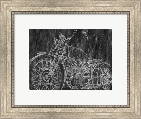 Framed Motorcycle Mechanical Sketch II Print