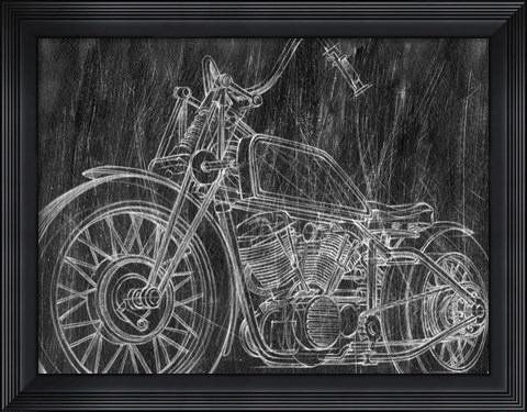 Framed Motorcycle Mechanical Sketch II Print