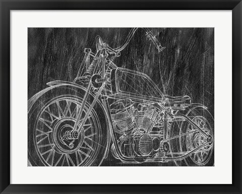 Framed Motorcycle Mechanical Sketch II Print