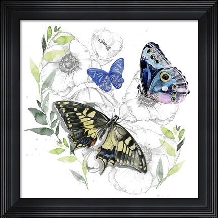 Framed Butterfly Floral I Print