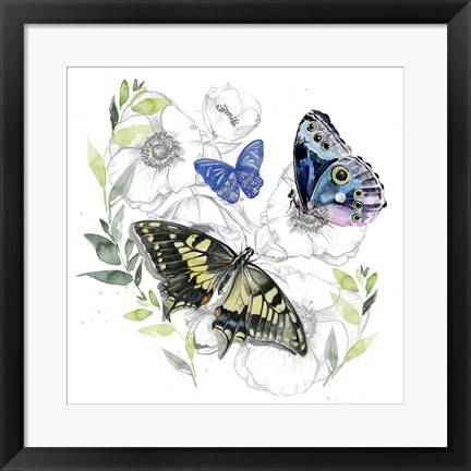 Framed Butterfly Floral I Print