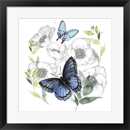 Framed Butterfly Floral II Print