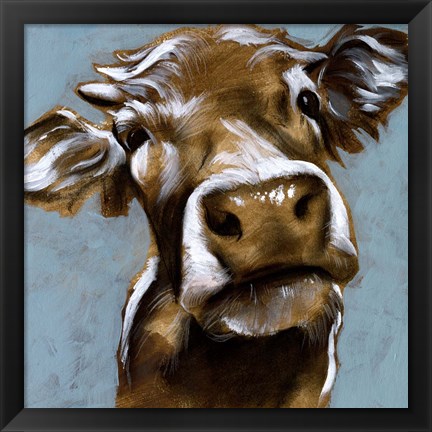 Framed Cow Kisses I Print