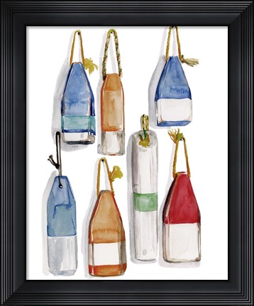 Framed Watercolor Buoys I Print