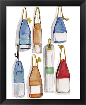 Framed Watercolor Buoys I Print