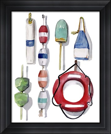 Framed Watercolor Buoys II Print