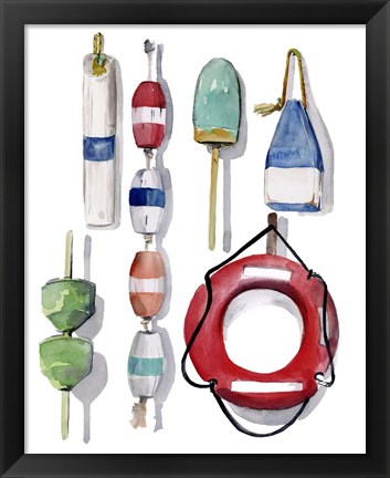 Framed Watercolor Buoys II Print