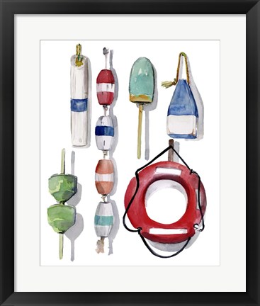 Framed Watercolor Buoys II Print