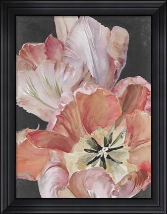 Framed Pastel Parrot Tulips I Print