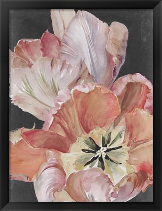 Framed Pastel Parrot Tulips I Print