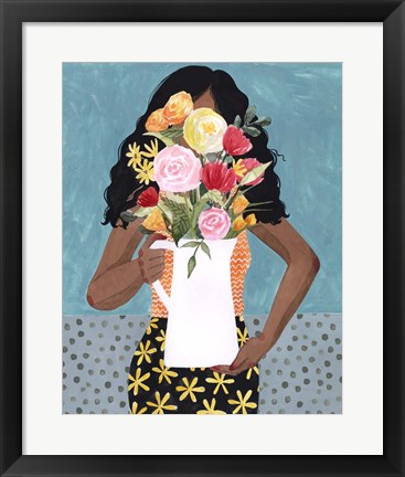 Framed Flower Vase Girl I Print
