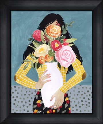 Framed Flower Vase Girl II Print