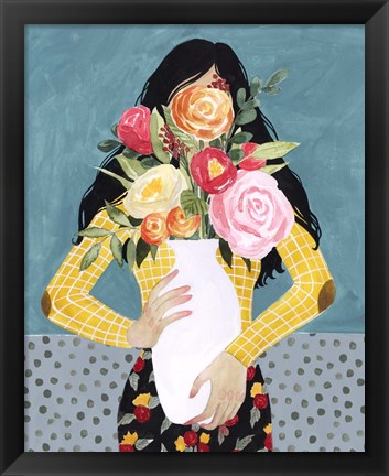 Framed Flower Vase Girl II Print