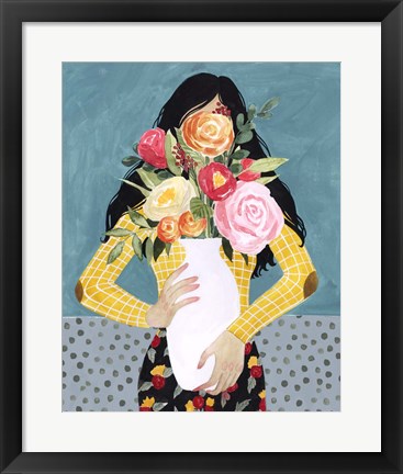 Framed Flower Vase Girl II Print