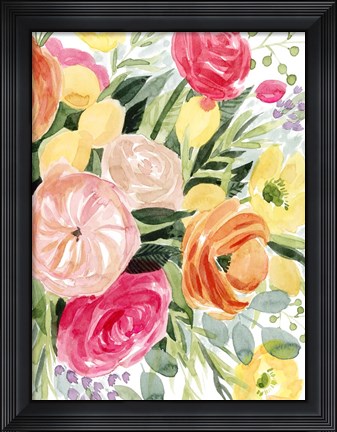 Framed Blossomy Gathering II Print