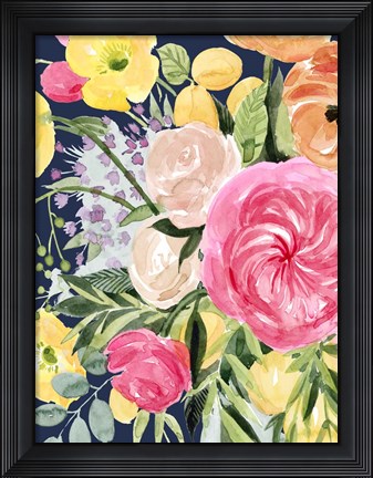 Framed Blossomy Gathering III Print
