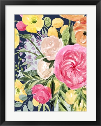 Framed Blossomy Gathering III Print